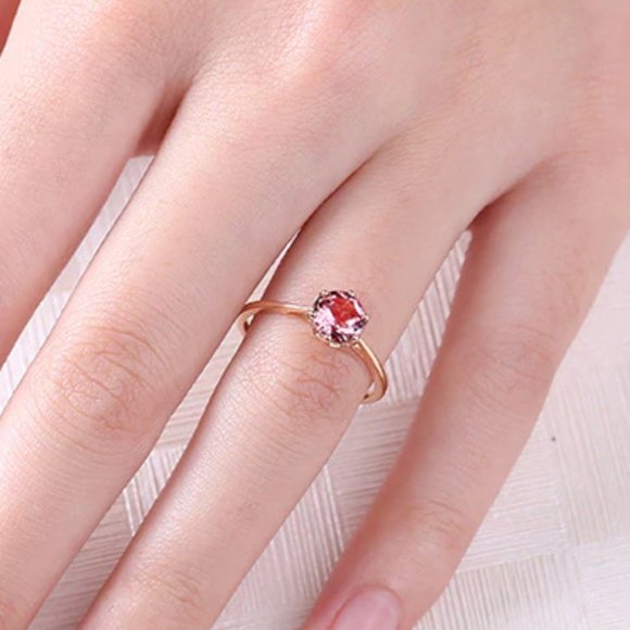 NEW - Rose Gold Ring with Zirconia Solitaire Ring - Picture 7 of 12